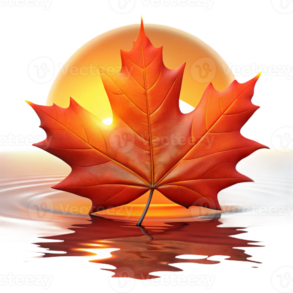 vibrant modern A Single Red Maple Leaf Backlit B png
