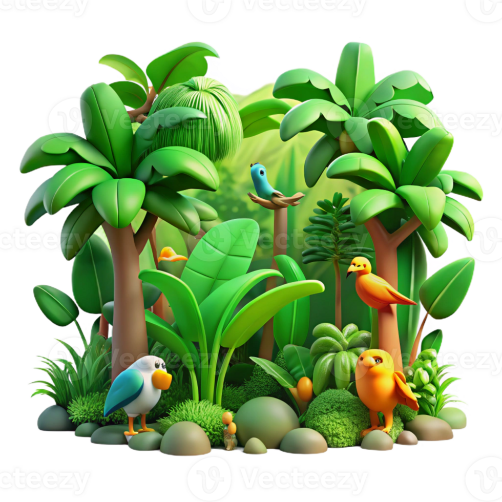 beautiful classic A Lush Green Jungle Teeming with Colorful detailed png