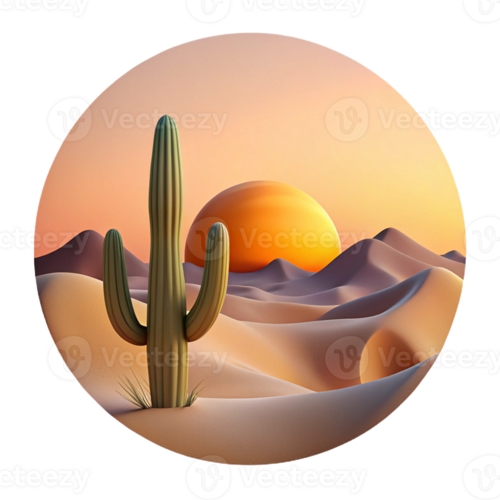 stunning creative A Serene Desert Landscape at Sunset with T detailed png