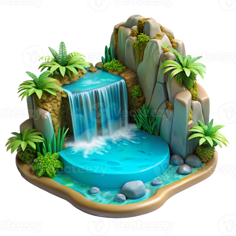 dramatic contemporary A Cascading Waterfall Plunging Into a Cryst professional png