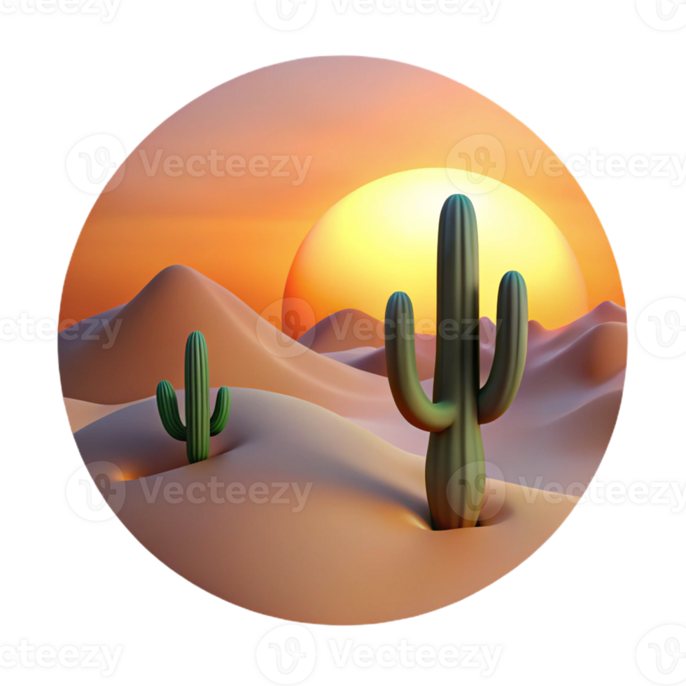 serene creative A Serene Desert Landscape at Sunset with T authentic png