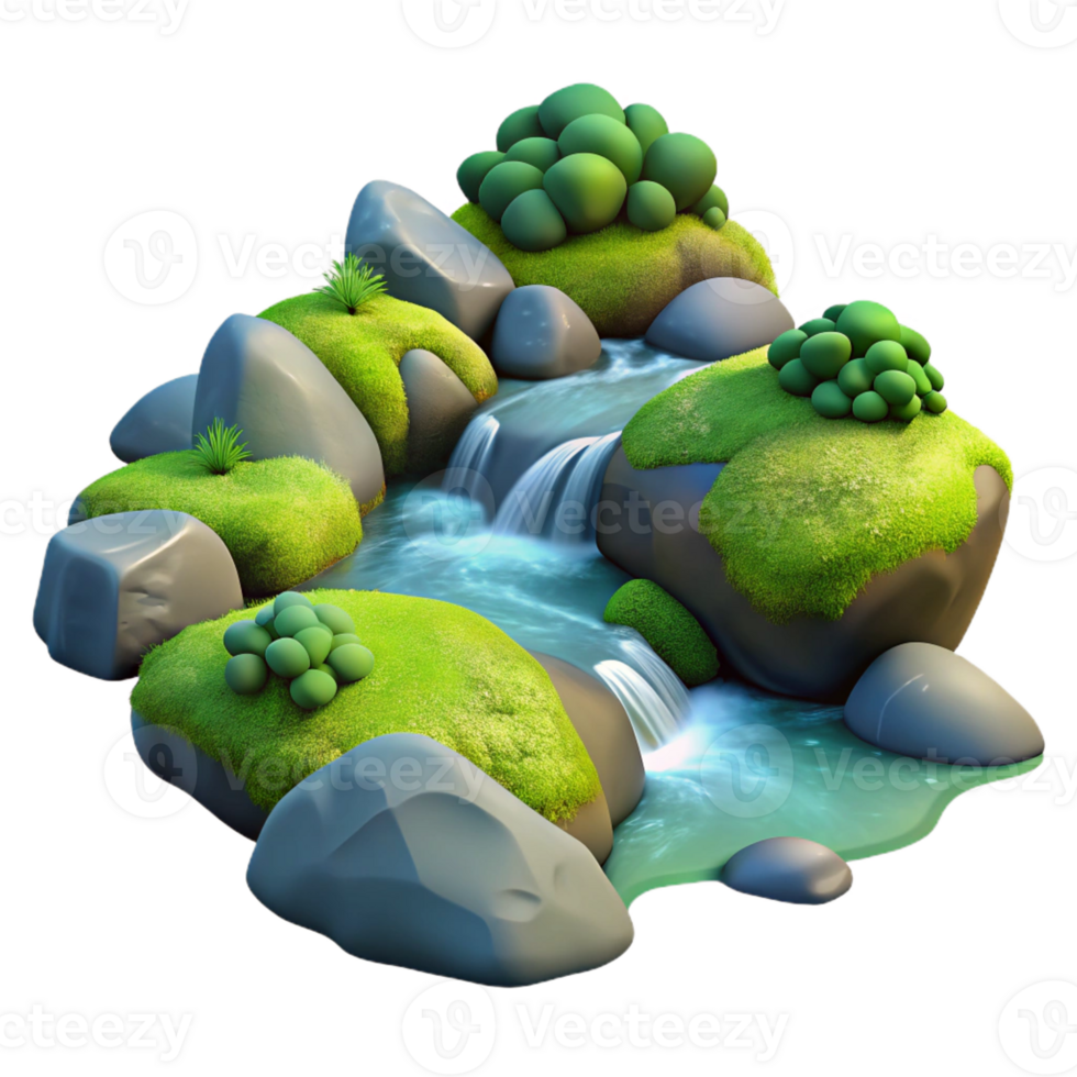magnificent modern A Babbling Brook Flowing over Smooth Moss exclusive png