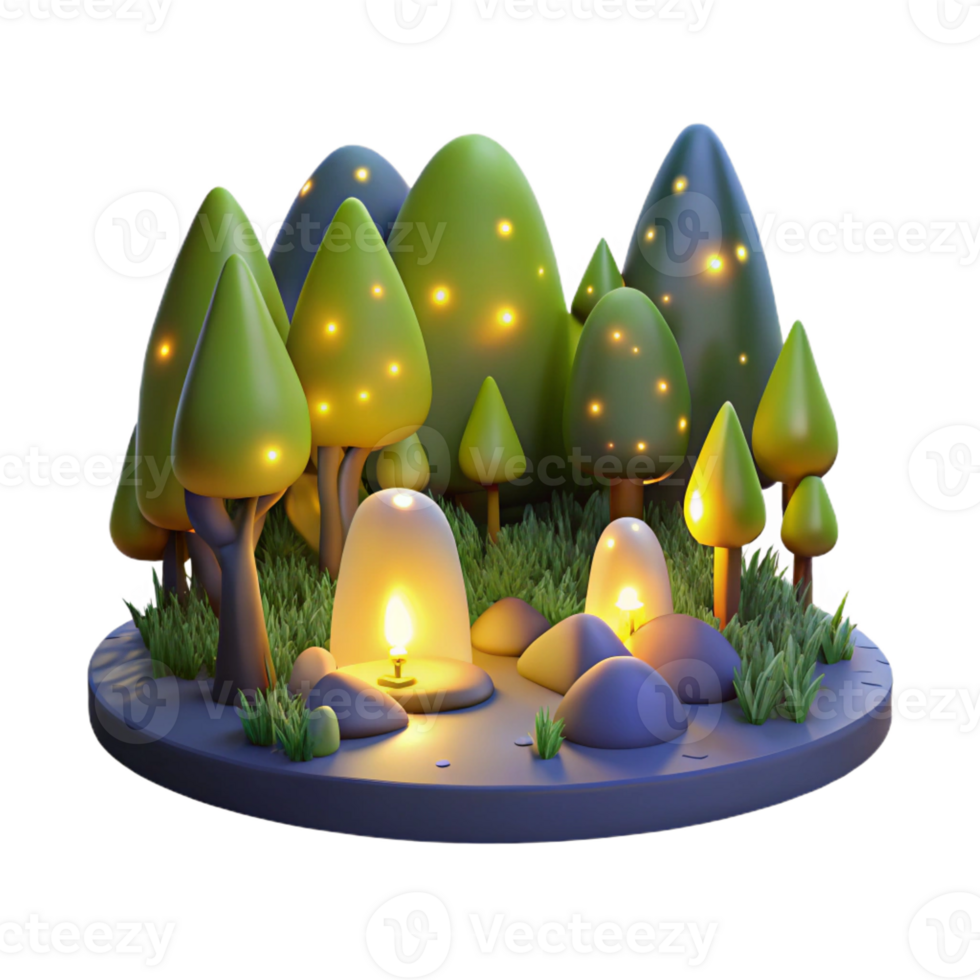 impressive classic A Group of Fireflies Illuminating a Dark Fo premium png
