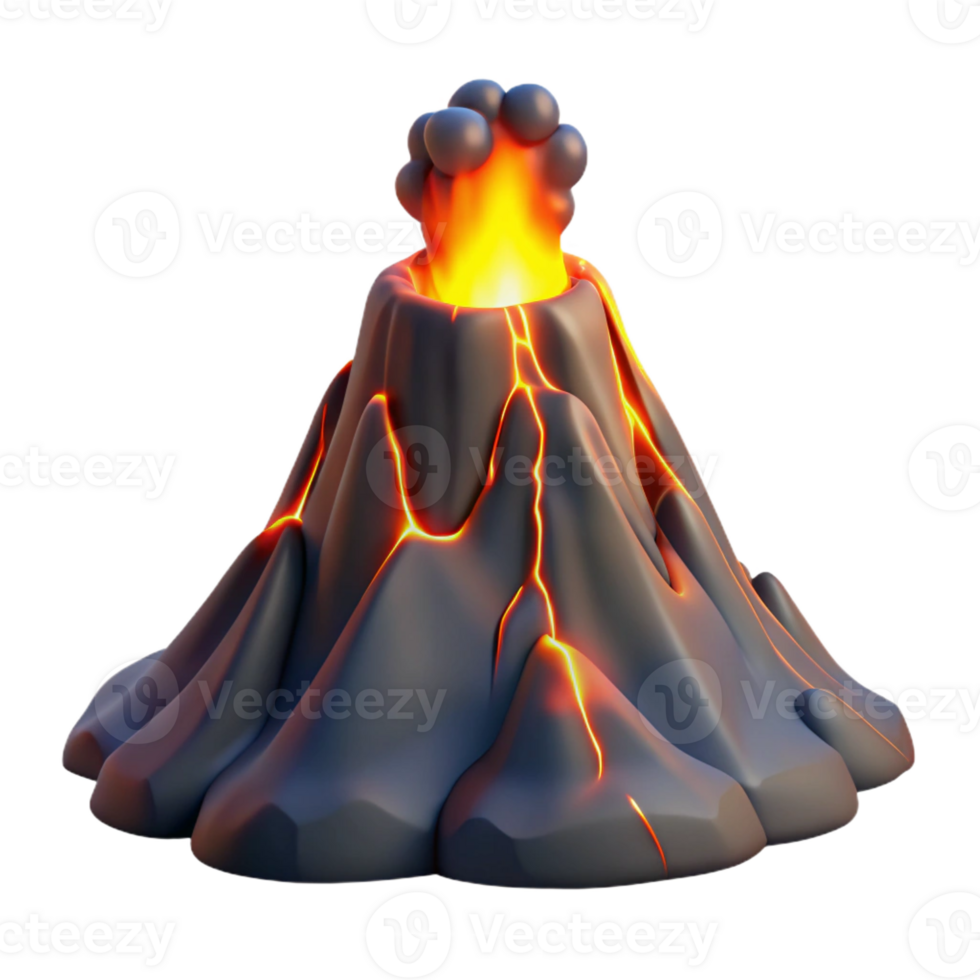 serene traditional A Volcanic Eruption with Molten Lava Flowi exclusive png