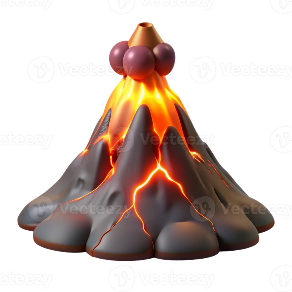 elegant creative A Volcanic Eruption with Molten Lava Flowi authentic png