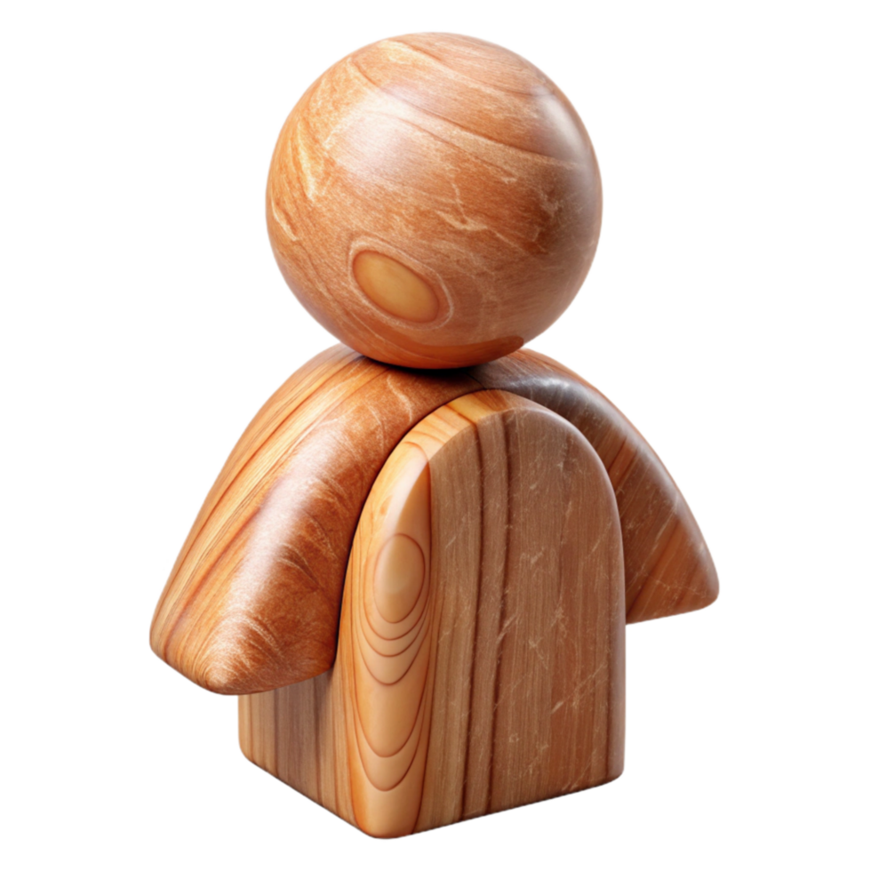 vibrant traditional Abstract Wooden Figure Simple Shape Transparent Background professional png