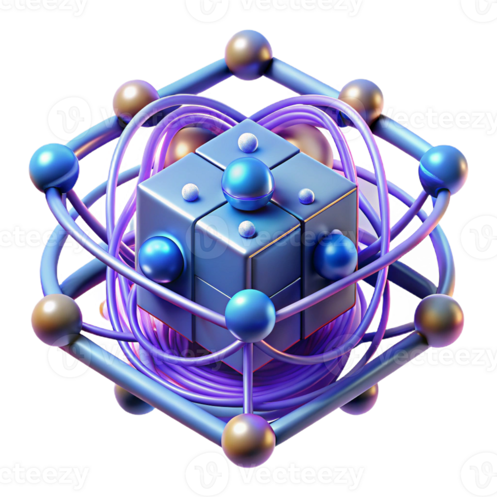 beautiful minimalist A Quantum Computer Complex Geometric Sha detailed png