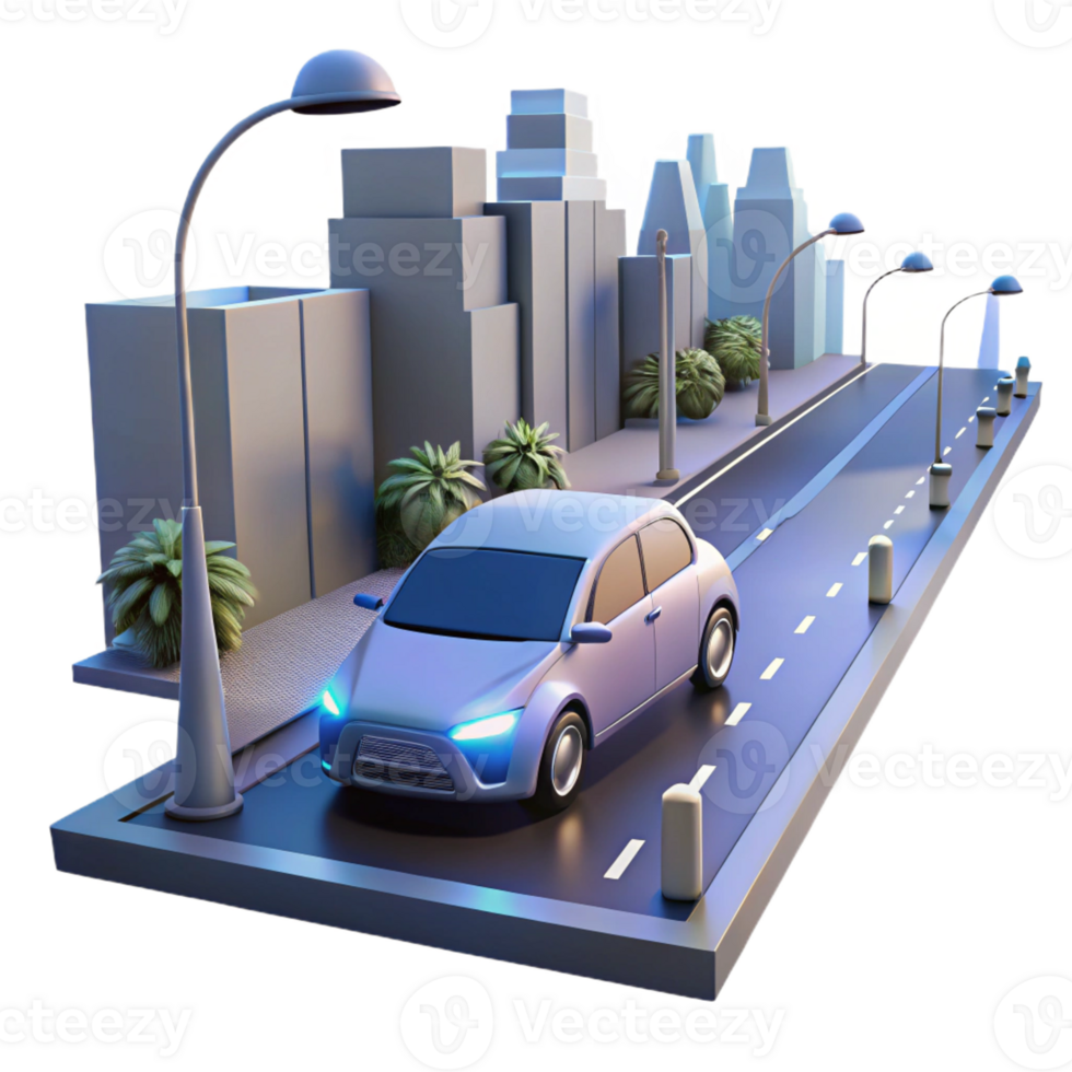 extraordinary vintage A Self Driving Car Navigating a Busy City S genuine png