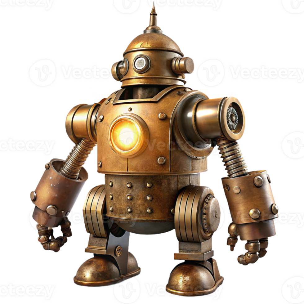 serene abstract A Powerful Steampunk Robot Brass and Iron original png