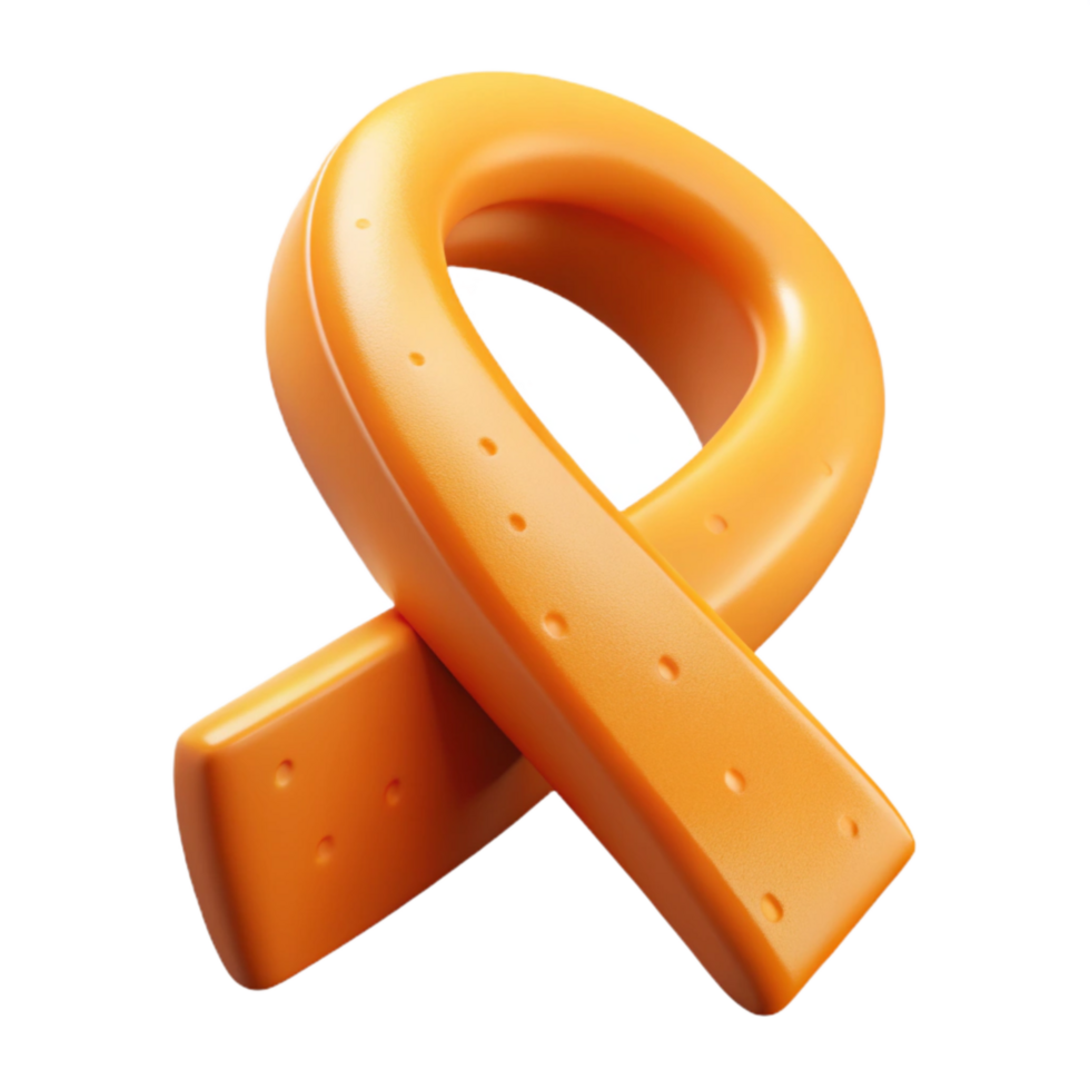 serene modern Adhd Awareness Ribbon Orange Color Cutout premium png