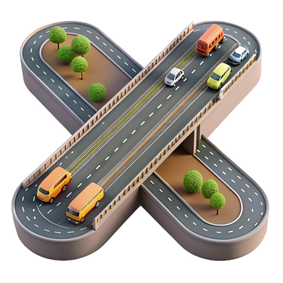 beautiful artistic Aerial View of Highway with Traffic Transparent Background png