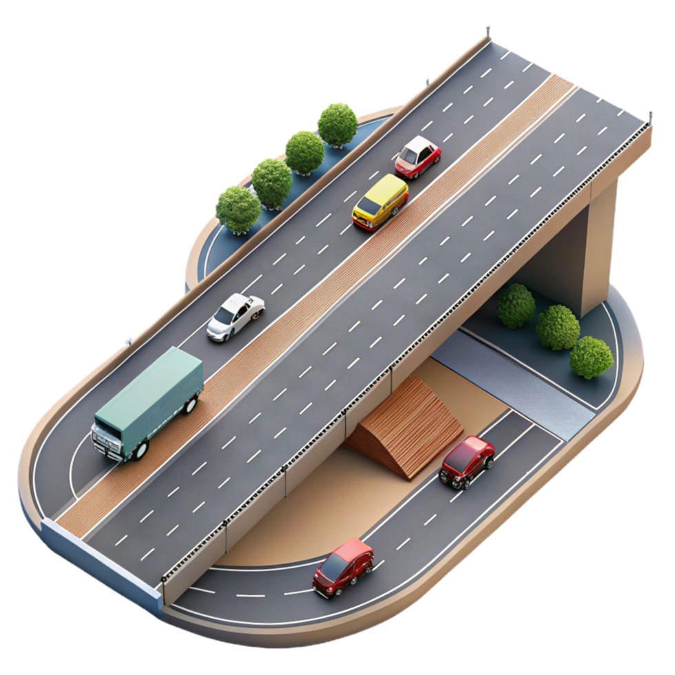elegant creative Aerial View of Highway with Traffic Transparent Background detailed png