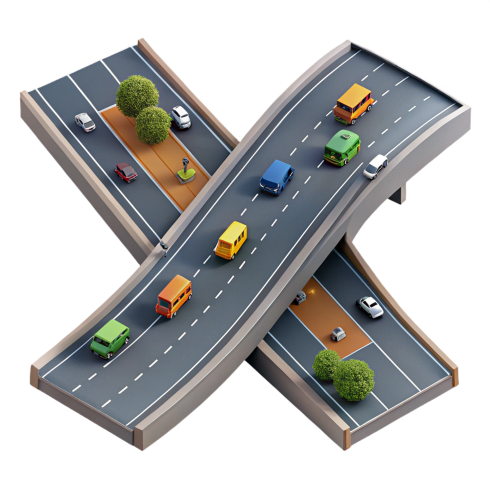 serene minimalist Aerial View of Highway with Traffic Transparent Background exclusive png