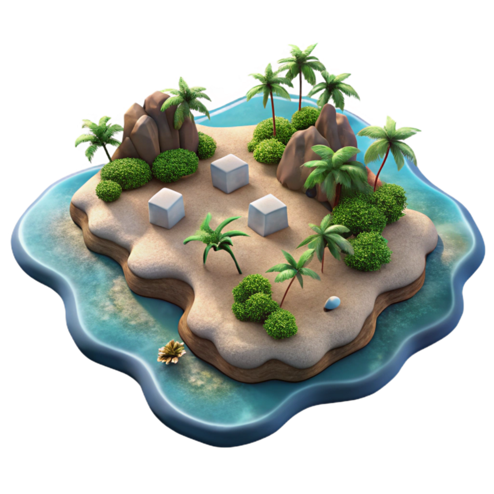 vibrant creative Aerial View of Island with Beaches Transparent Background premium png