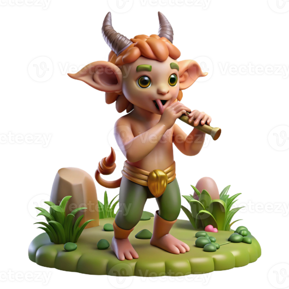 dramatic contemporary A Mischievous Satyr Playing a Flute in A original png