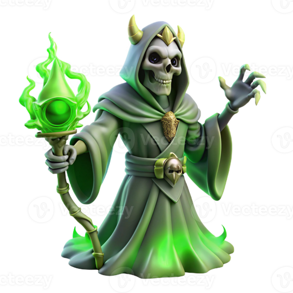 impressive minimalist A Powerful Lich Casting a Spell of Necroman professional png