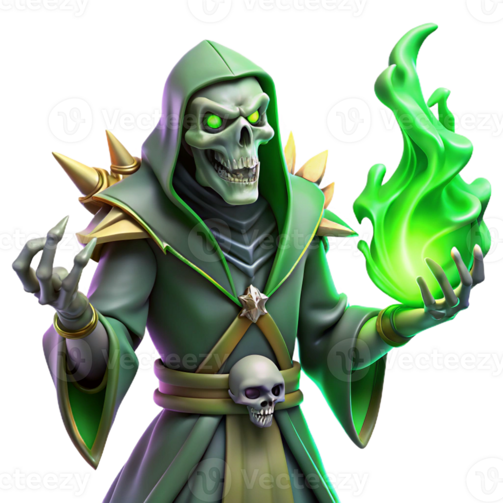 elegant artistic A Powerful Lich Casting a Spell of Necroman professional png