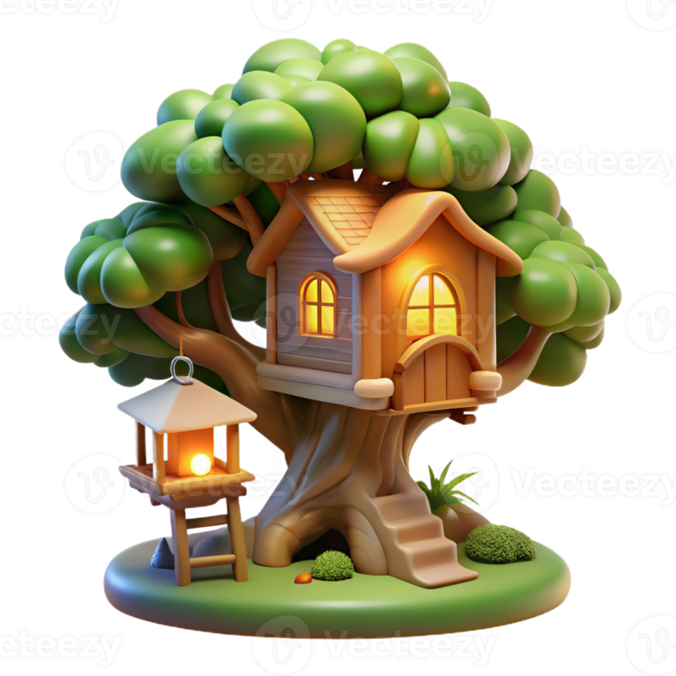 vibrant minimalist A Whimsical Treehouse Nestled in the Bran authentic png