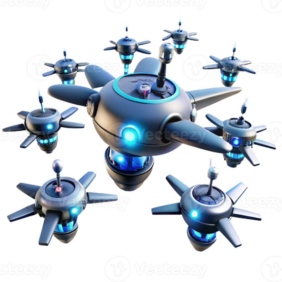 beautiful modern A Swarm of Drones Flying in Formation Aga professional png