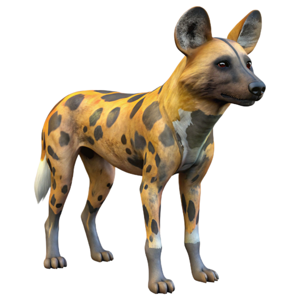 magnificent rustic African Wild Dog Pack Hunting Side View Cutout Transparent Background original png
