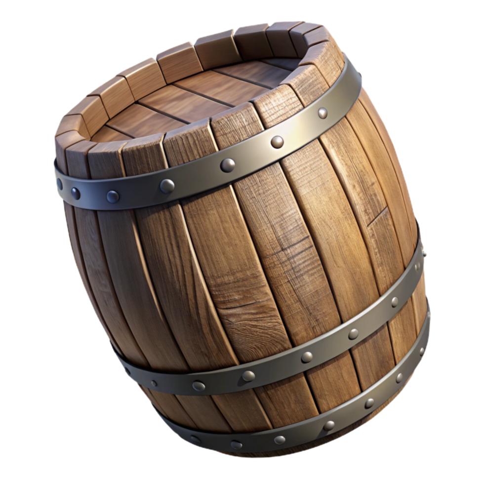 elegant rustic Aged Wooden Barrel Side View Element png