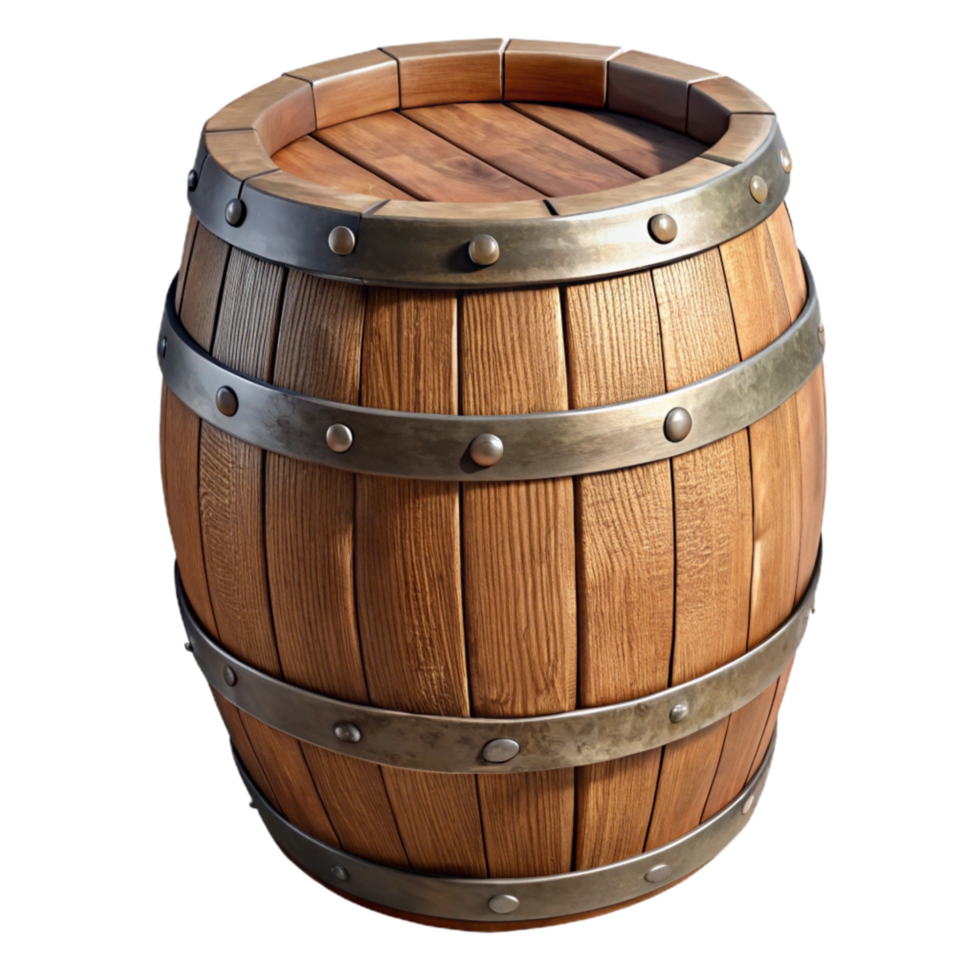 magnificent rustic Aged Wooden Barrel Side View Element premium png
