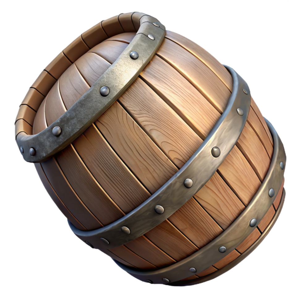 serene modern Aged Wooden Barrel Top View Element original png