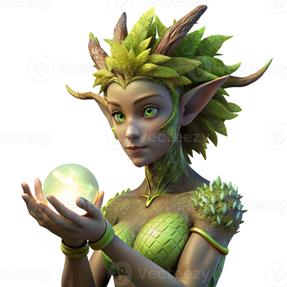 vibrant traditional A Serene Dryad with Bark Like Skin and M 4K png