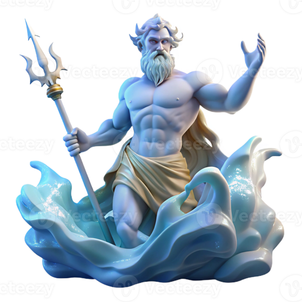 dramatic artistic Poseidon Rising from the Sea premium png