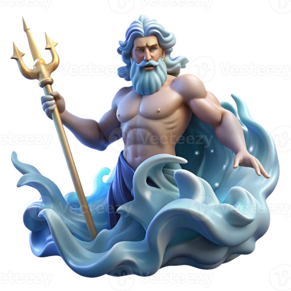 extraordinary minimalist Poseidon Rising from the Sea high quality png