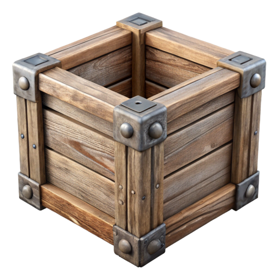 extraordinary traditional Aged Wooden Wine Crate Front View Element png