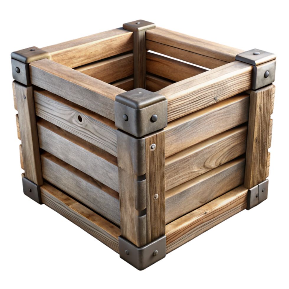 dramatic creative Aged Wooden Wine Crate Front View Element exclusive png