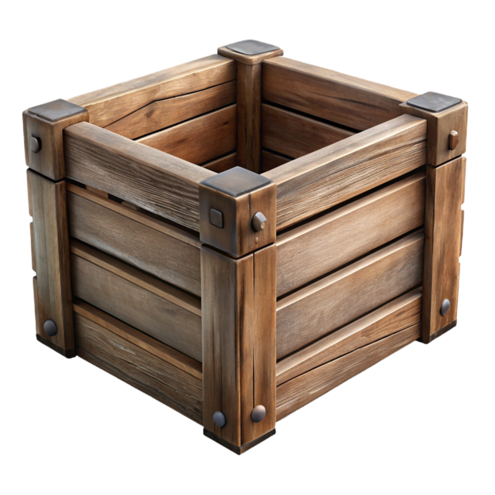 magnificent traditional Aged Wooden Wine Crate Front View Element png