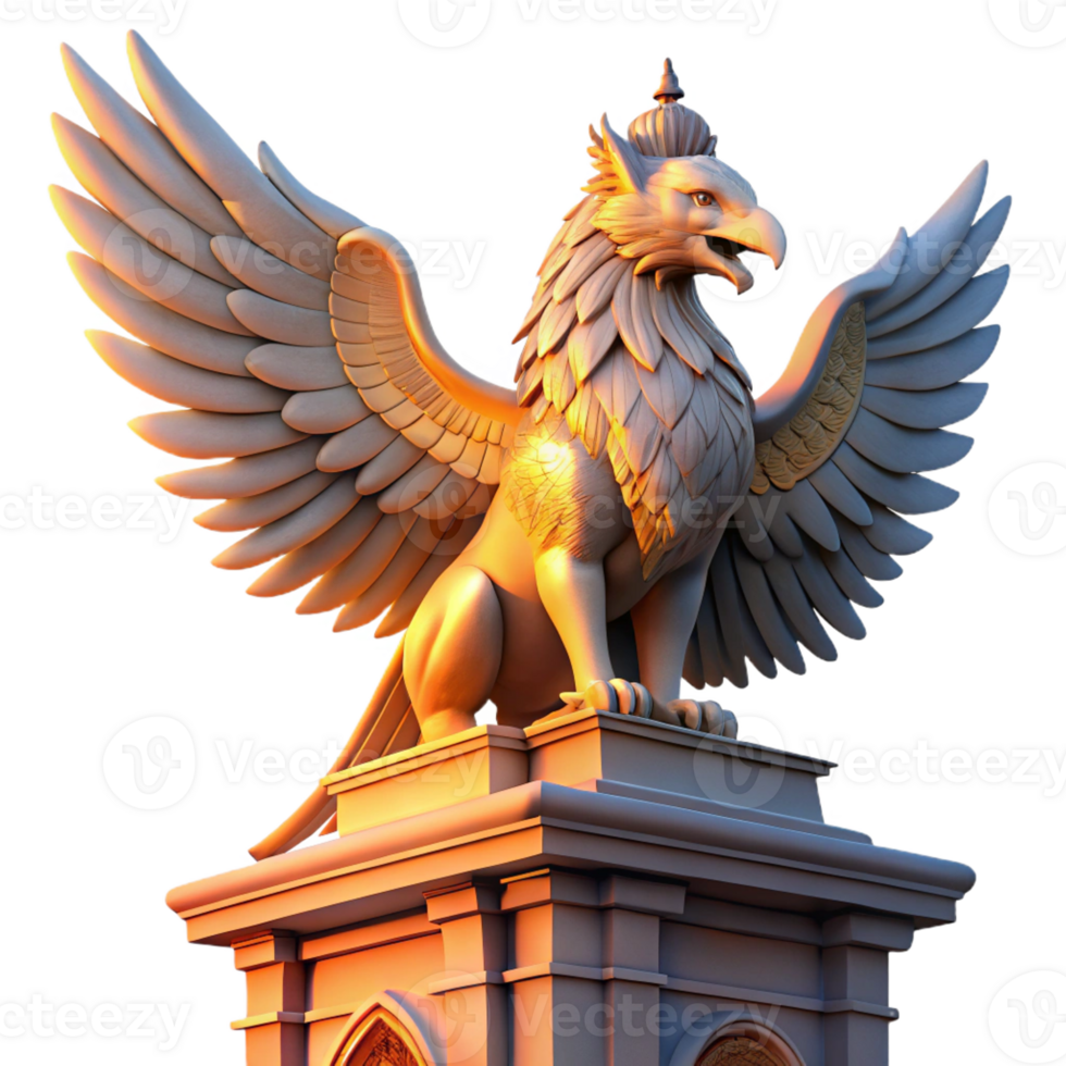 stunning rustic A Majestic Griffin Perched Atop a Crumblin detailed png