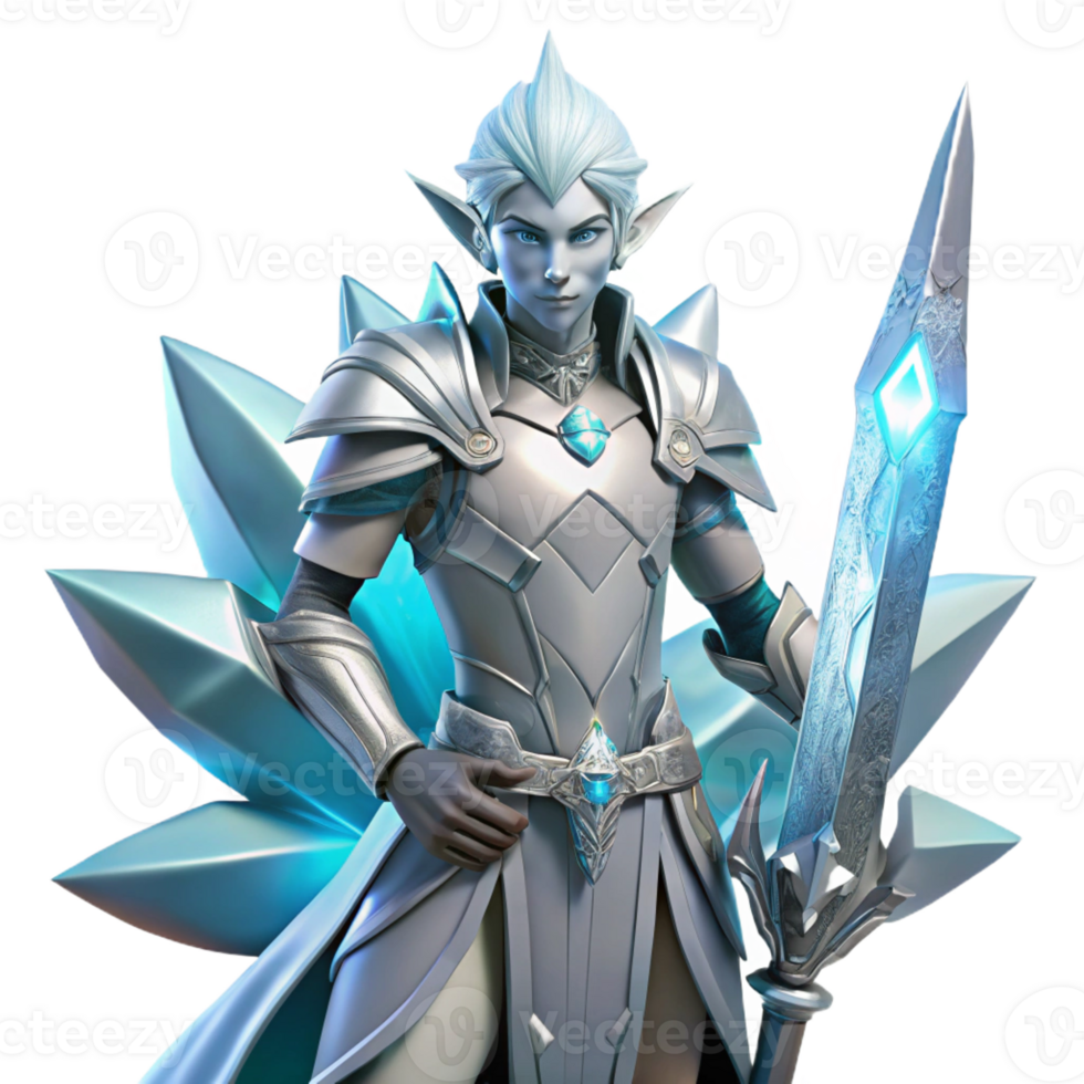 vibrant rustic A Graceful Elf Warrior Clad in Silver Arm 4K png