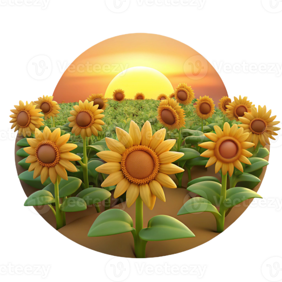 beautiful minimalist A Field of Sunflowers Facing the Rising S genuine png