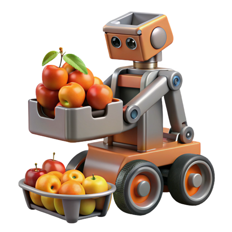 extraordinary abstract Agricultural Robot Harvesting Fruit Front Angle Cutout Element premium png