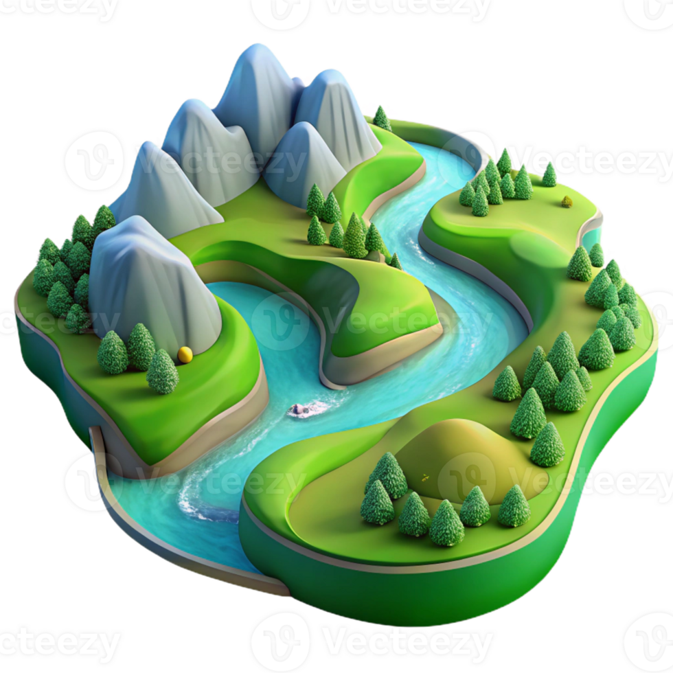 serene classic An Aerial View of a Winding River Cutting exclusive png
