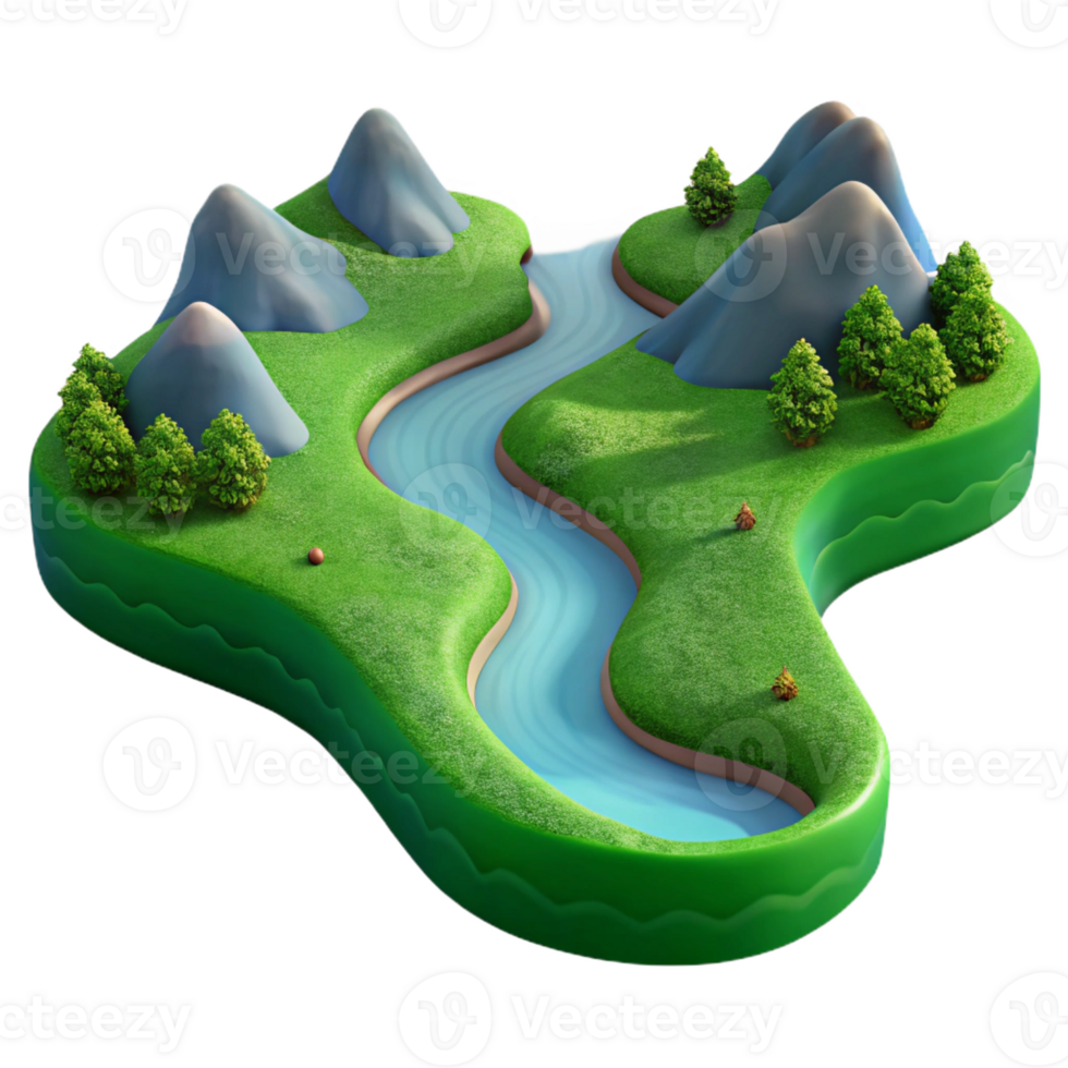 wonderful creative An Aerial View of a Winding River Cutting 4K png