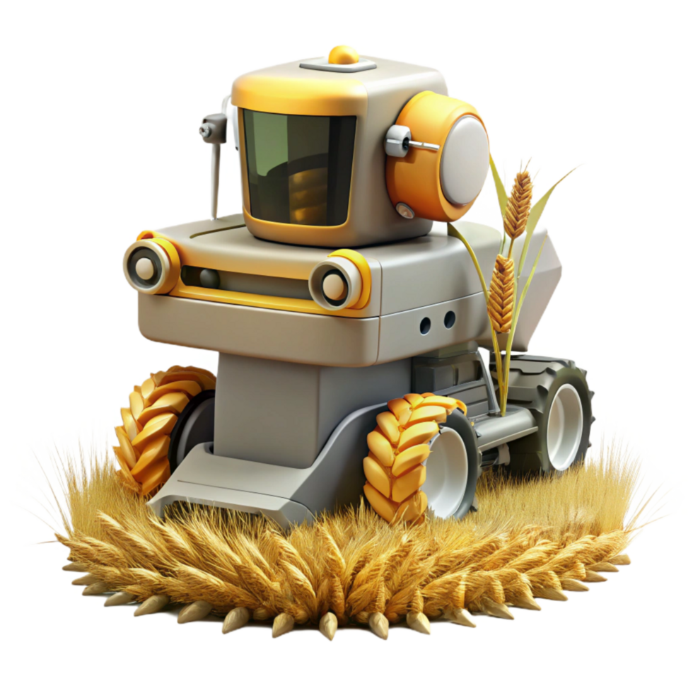 impressive contemporary Agricultural Robot Harvesting Wheat Transparent Background professional png