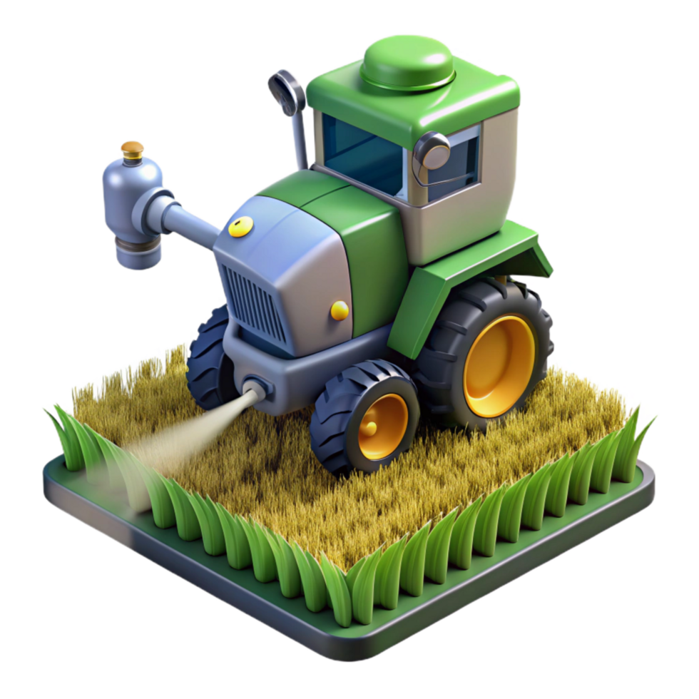dramatic traditional Agricultural Robot Spraying Crops Side Angle Cutout professional png