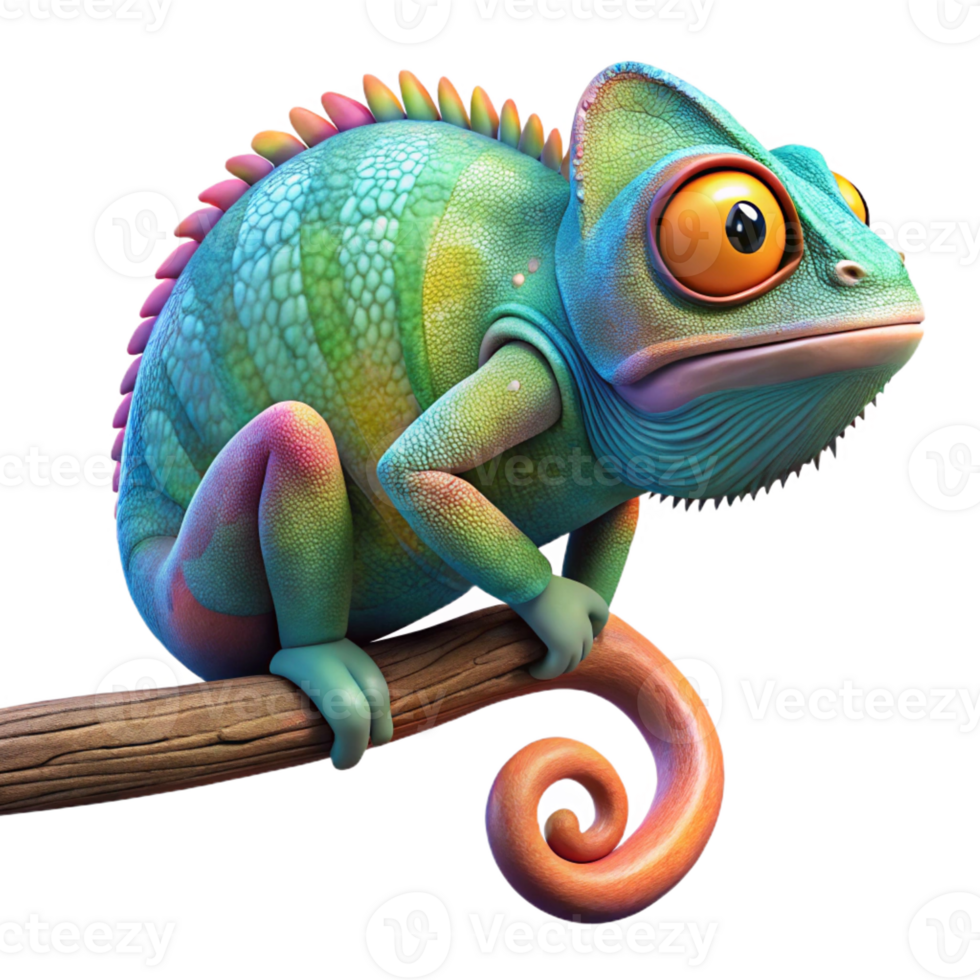 extraordinary traditional A Colorful Chameleon Perched on a Branch original png