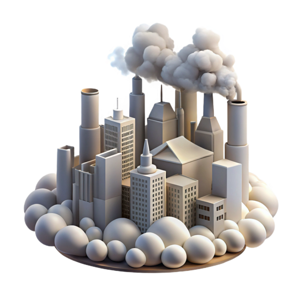 stunning modern Air Pollution Smog Cityscape Transparent Background detailed png