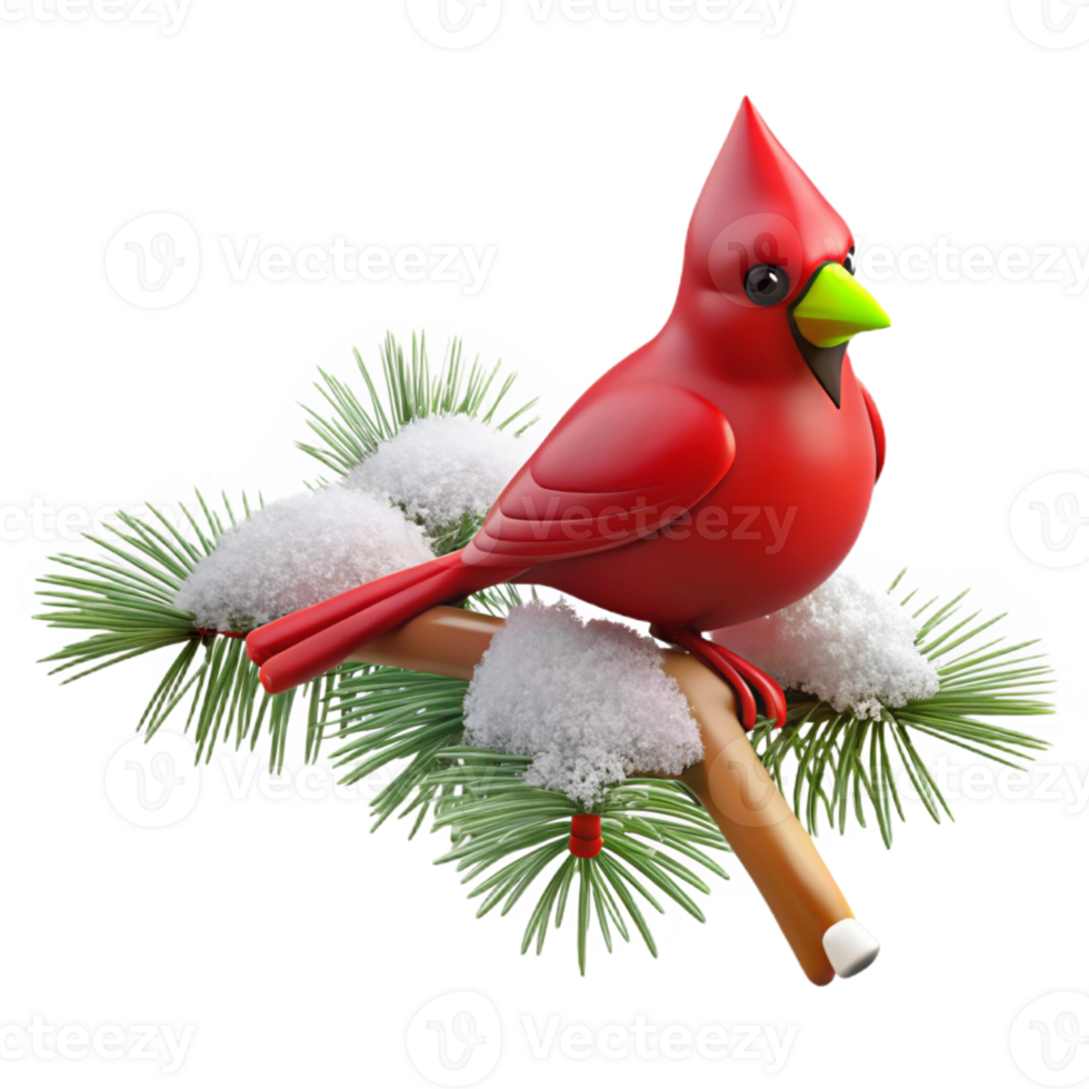 stunning vintage A Snow Covered Pine Branch with a Single authentic png