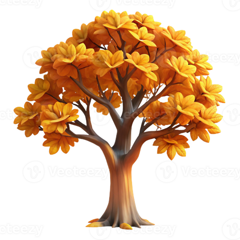 vibrant minimalist A Majestic Oak Tree in Autumn Warm Aftern high quality png