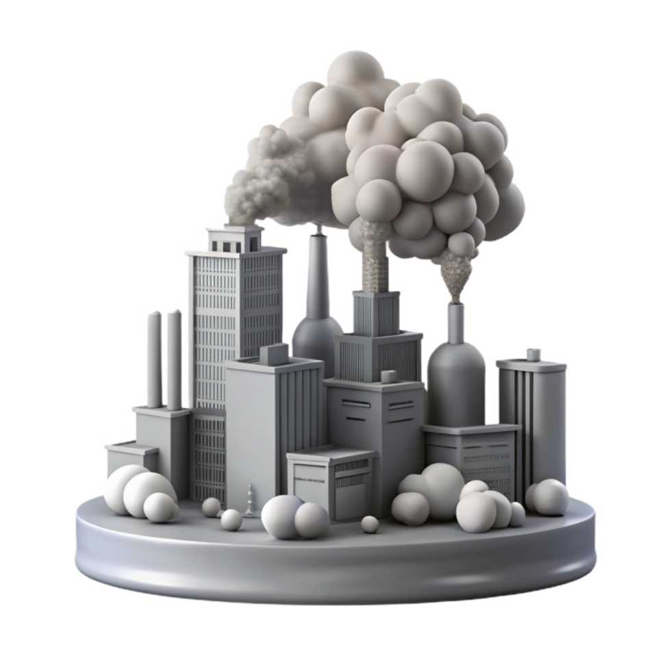 elegant vintage Air Pollution Smog Over City Gray Hue Element png
