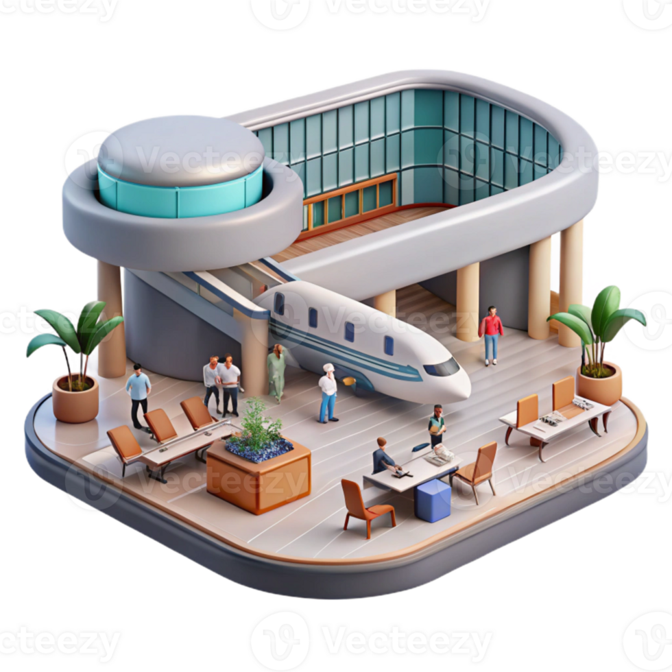 wonderful artistic Airport Terminal Interior Crowded View Transparent professional png