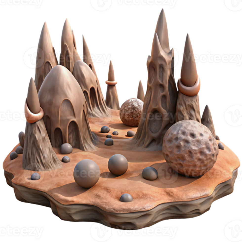 vibrant creative Alien Landscape with Strange Plants Transparent Background professional png