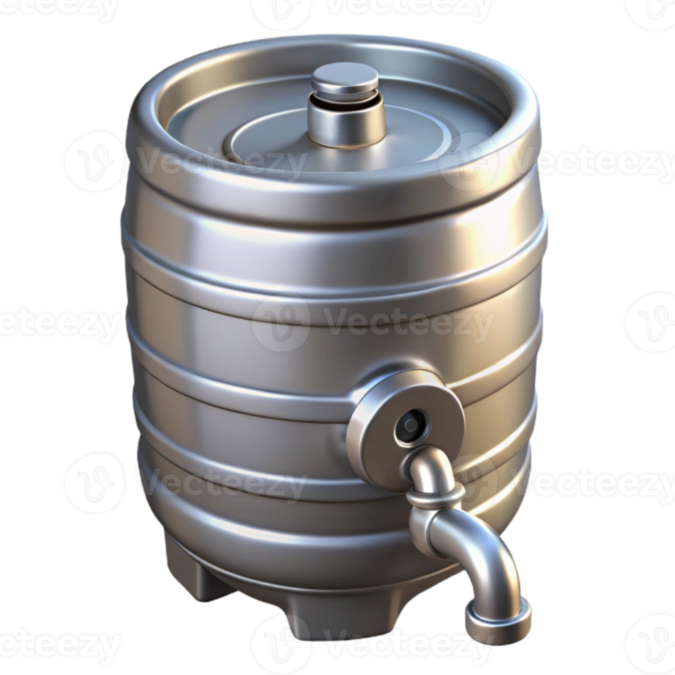 vibrant vintage Aluminum Beer Keg with Tap on Transparent Background high resolution png