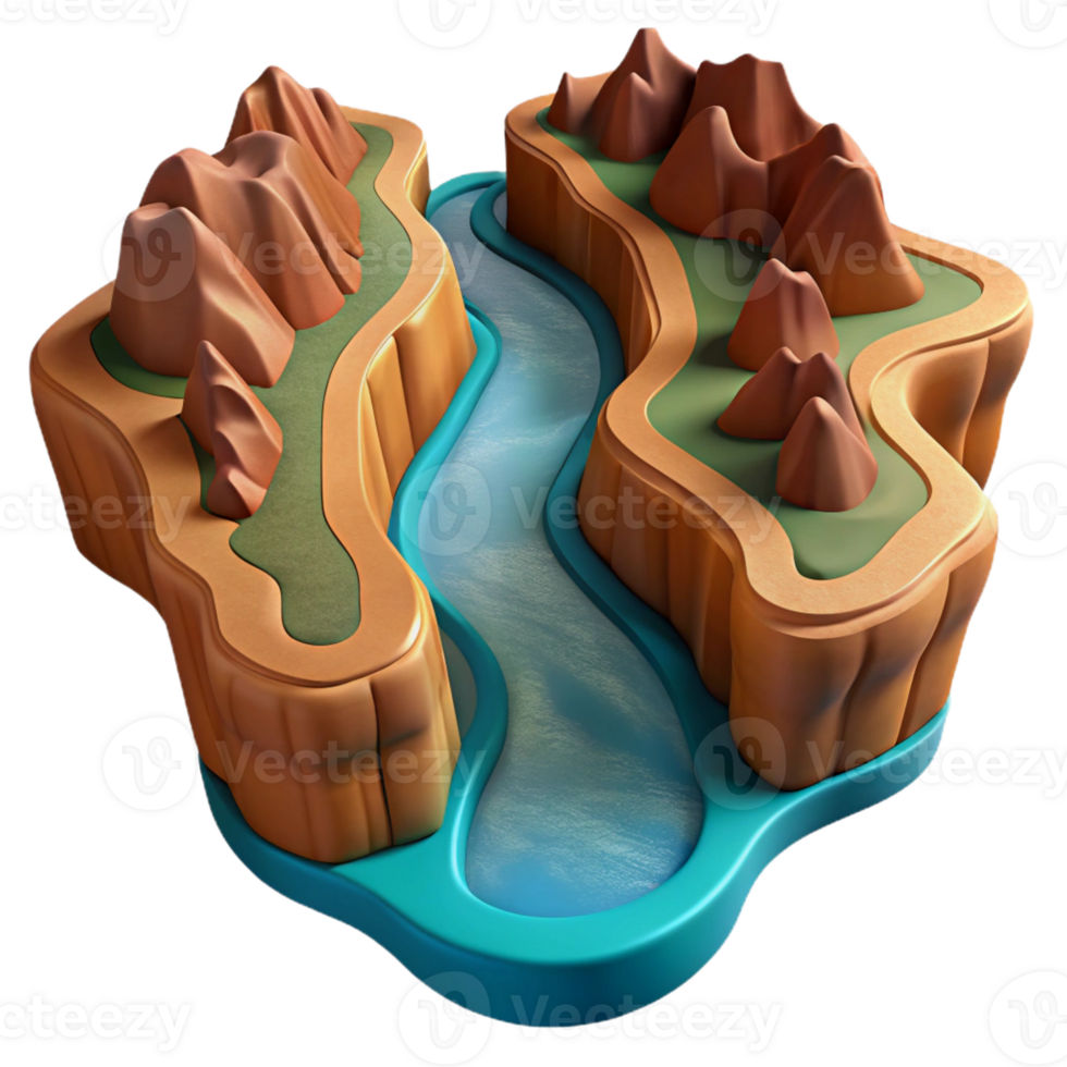 vibrant creative A Winding River Through a Canyon Aerial Vi authentic png